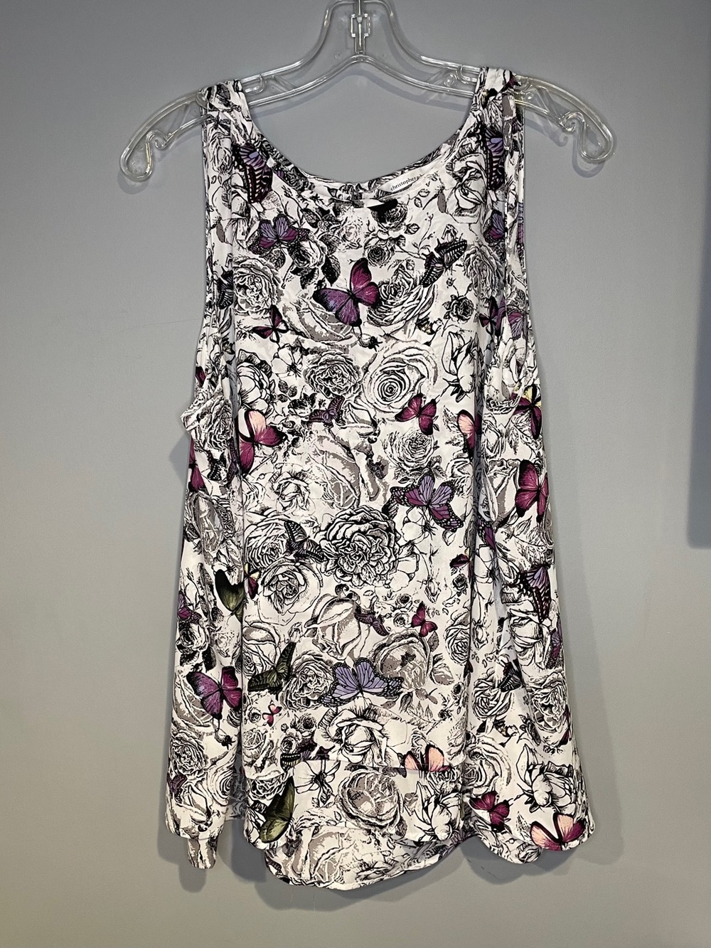 Christopher & Banks Black & White Floral Print Tank
